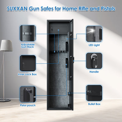 AOBABO 8-Rifle Gun Safe w/Keypad Lock, Security Cabinet Long Safes Gun Cabinet