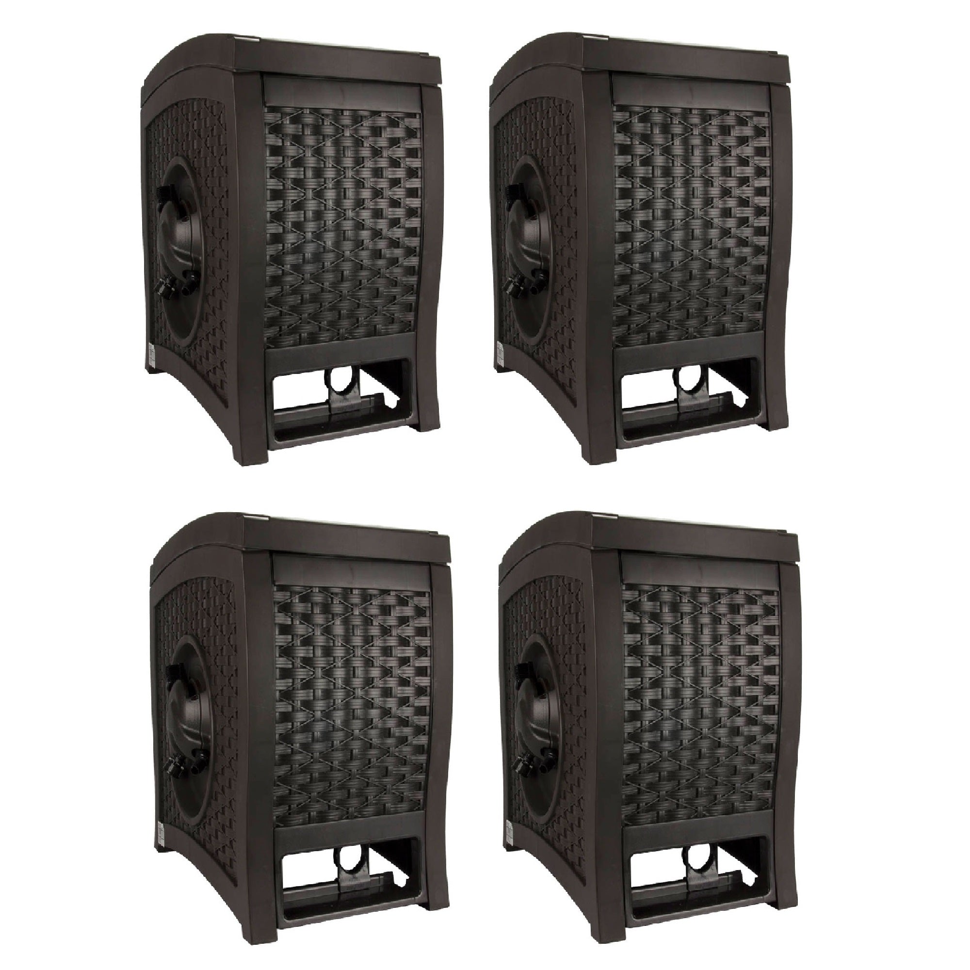 Suncast 125 Foot Wicker Reel Touch and Go Garden Hose Storage, Mocha (4 Pack)