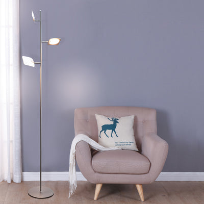 Brightech Tree LED Spotlight Bright 3 Light Floor Lamp Pole, Silver (Open Box)
