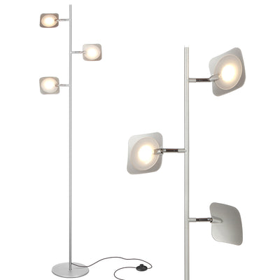 Brightech Tree LED Spotlight Bright 3 Light Floor Lamp Pole, Silver (Open Box)