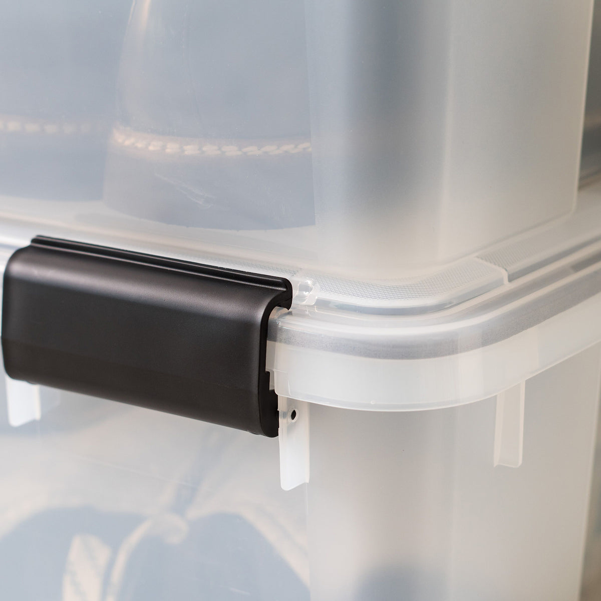IRIS USA 41-Quart Stackable Plastic WEATHERTIGHT Clear Storage Box & Lid, 4 Pack