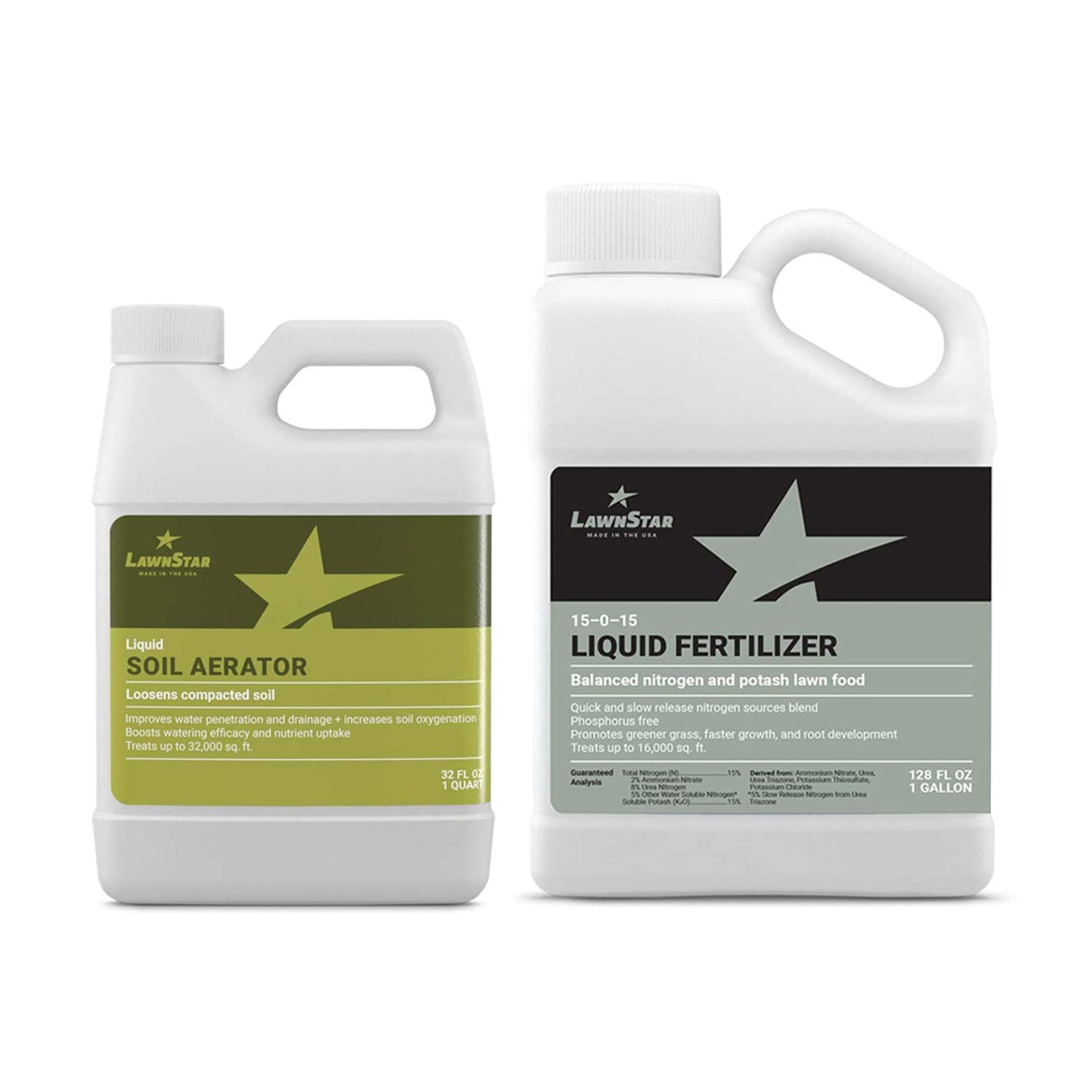 LawnStar Liquid Soil Aerator, 1 Quart & Phosphorus Free Fertilizer, 1 Gallon - VMInnovations