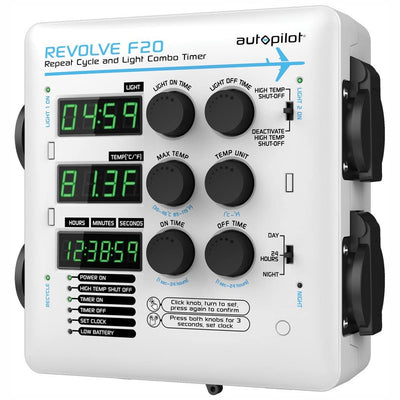 AutoPilot APE2200 Revolve F20 Digital Repeat Cycle Grow Light Combo Timer, White