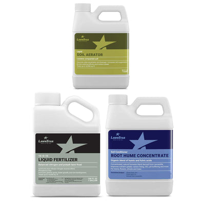 LawnStar Soil Aerator, 1 Quart, Phosphorus Free Fertilizer, & Root Hume,1 Gallon - VMInnovations