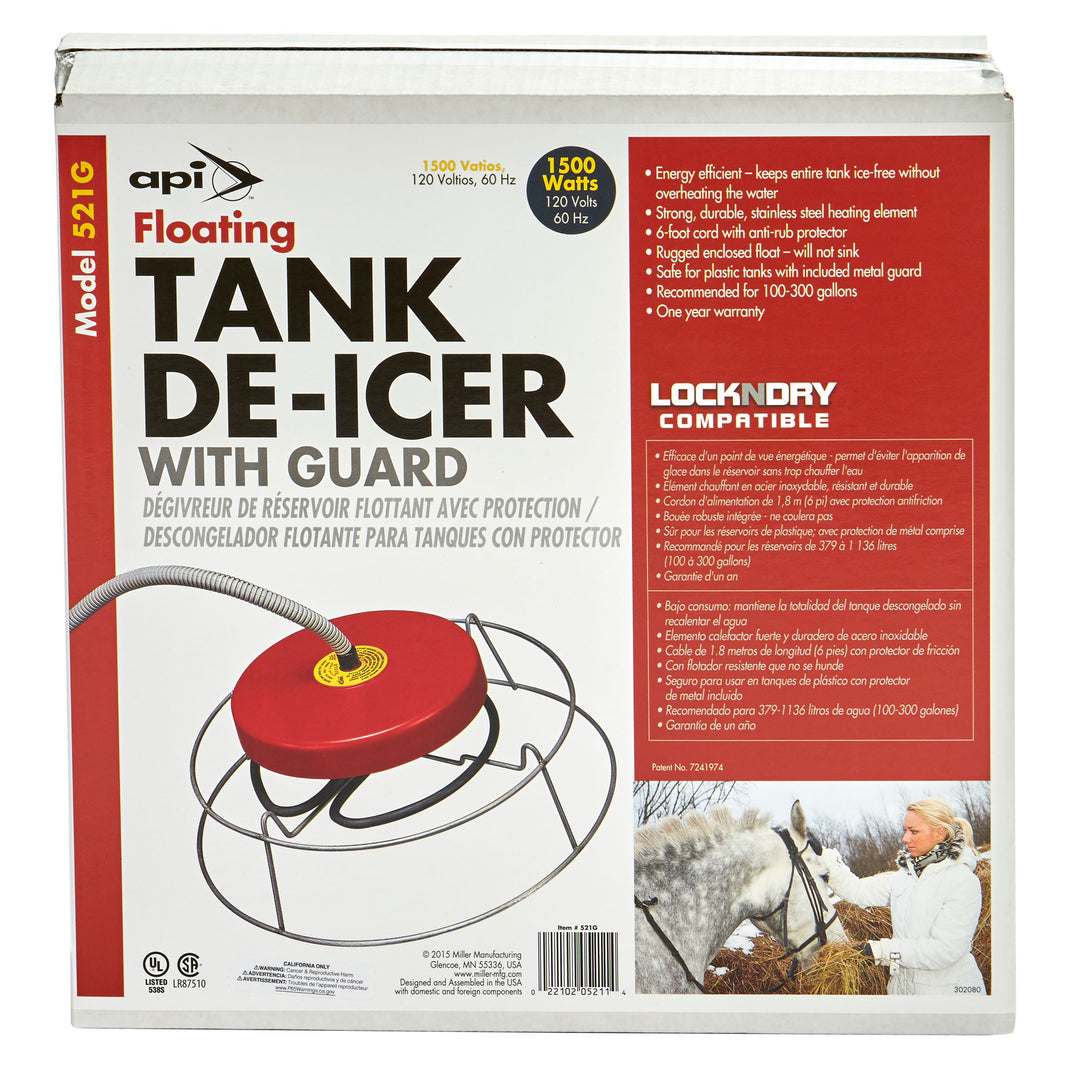 API 521G 1500 Watt Livestock Water Tank Floating Deicer Heater (Open Box)