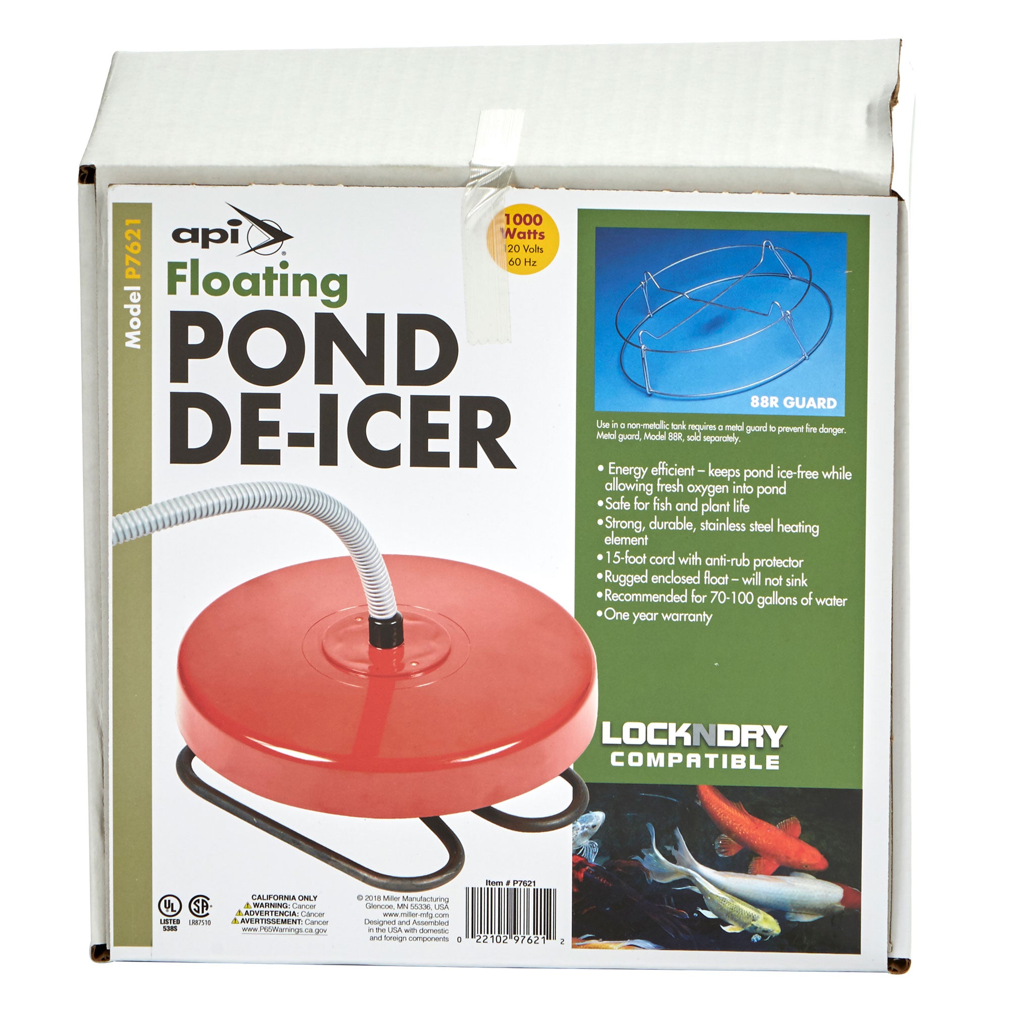 API P7621 1000 Watt Thermostatic Winter Floating Pond Water Deicer Heater - VMInnovations
