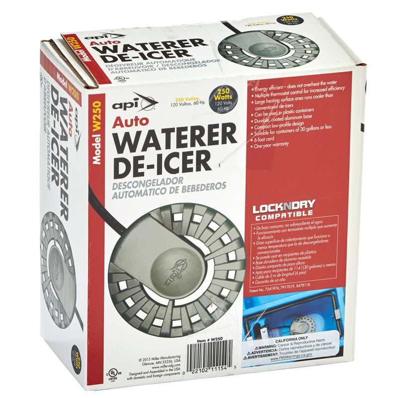 API W250 250 Watt Metal/Plastic Auto Waterer Birdbath Sinking Deicer Heater