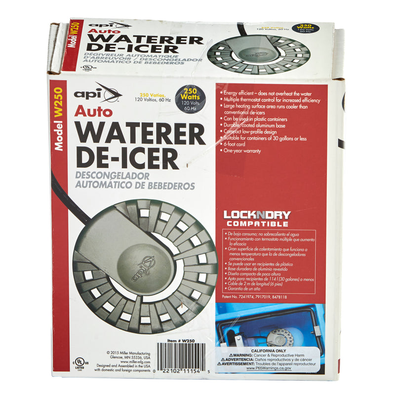 API W250 250 Watt Metal/Plastic Auto Waterer Birdbath Sinking Deicer Heater