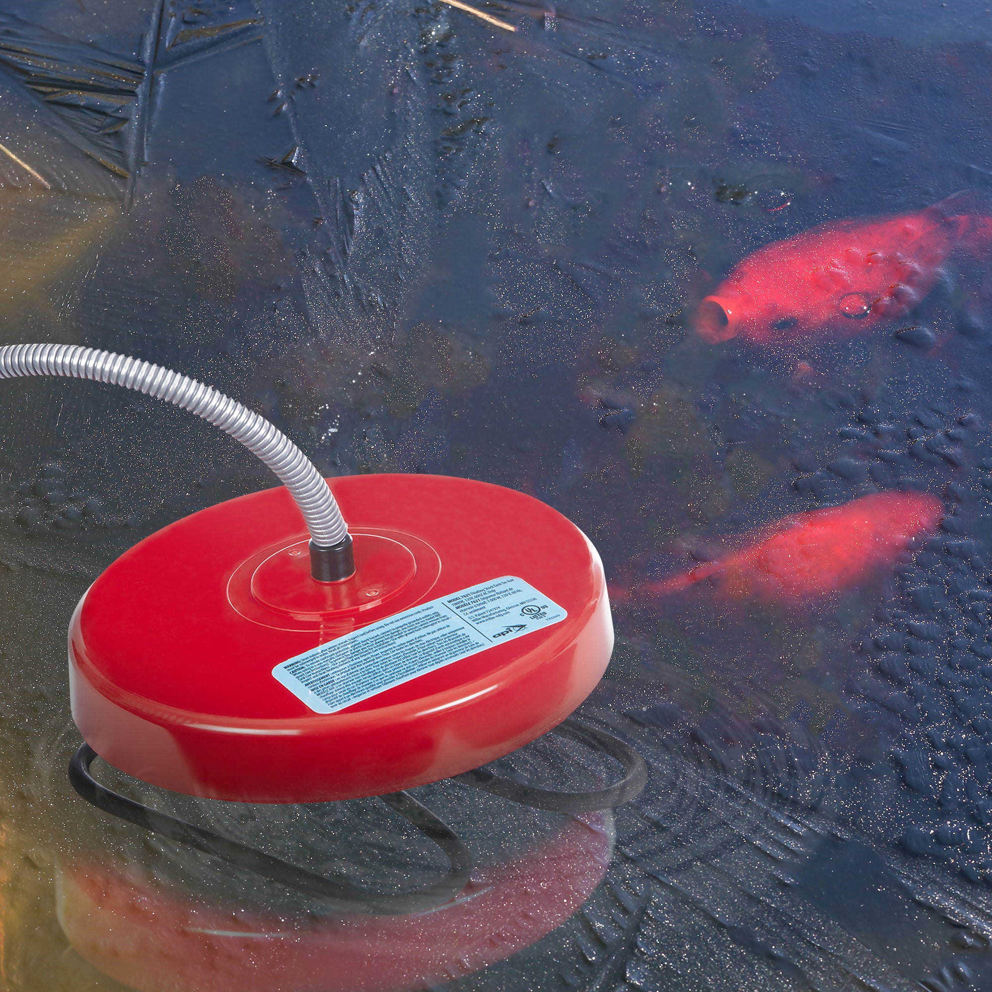 API 1000 Watt Thermostatic Winter Floating Stock Tank Deicer and Heater, Red - VMInnovations