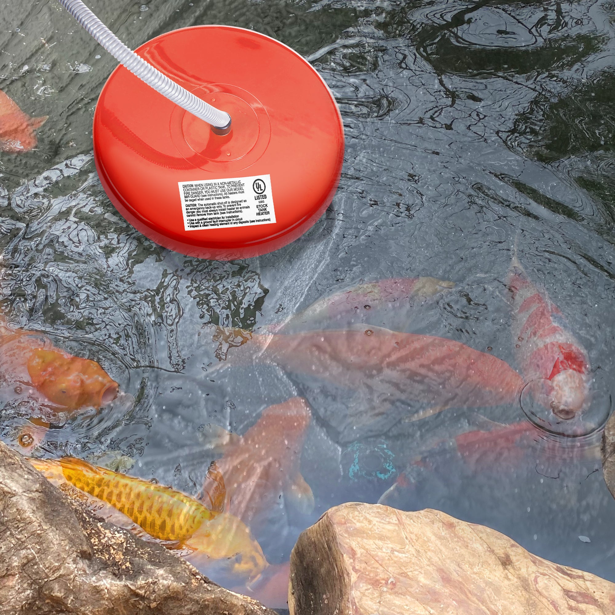 API 1500 Watt Thermostatic Winter Floating Pond Water Deicer and Heater, Red - VMInnovations