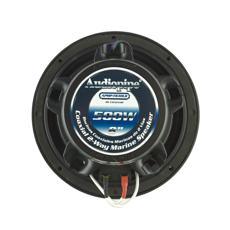 Audiopipe 500 W Max 8 Inch Marine Coaxial Car Speakers, Pair, Black (Open Box)