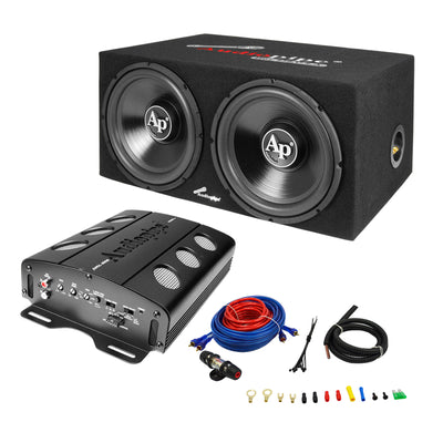 Audiopipe Loaded Dual 12 Subs Amp and Wire Kit Car Audio Package (Used)
