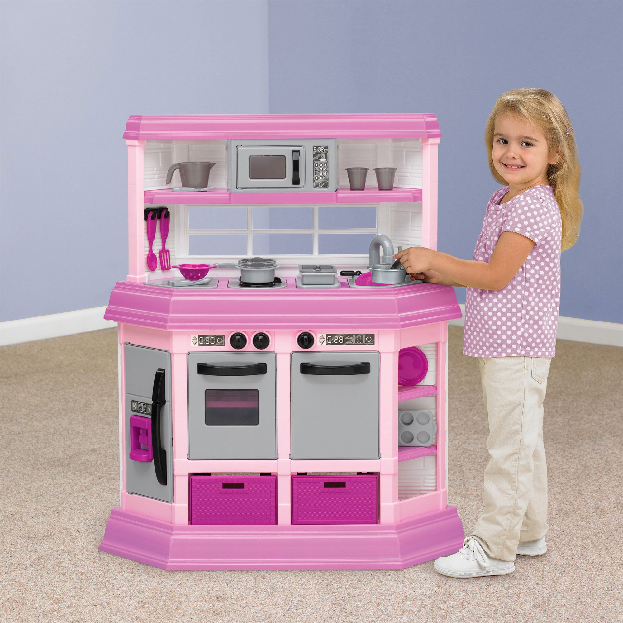 American Plastic Toys Kids Pink First Custom Kitchen Role Play Toy Set (Used)