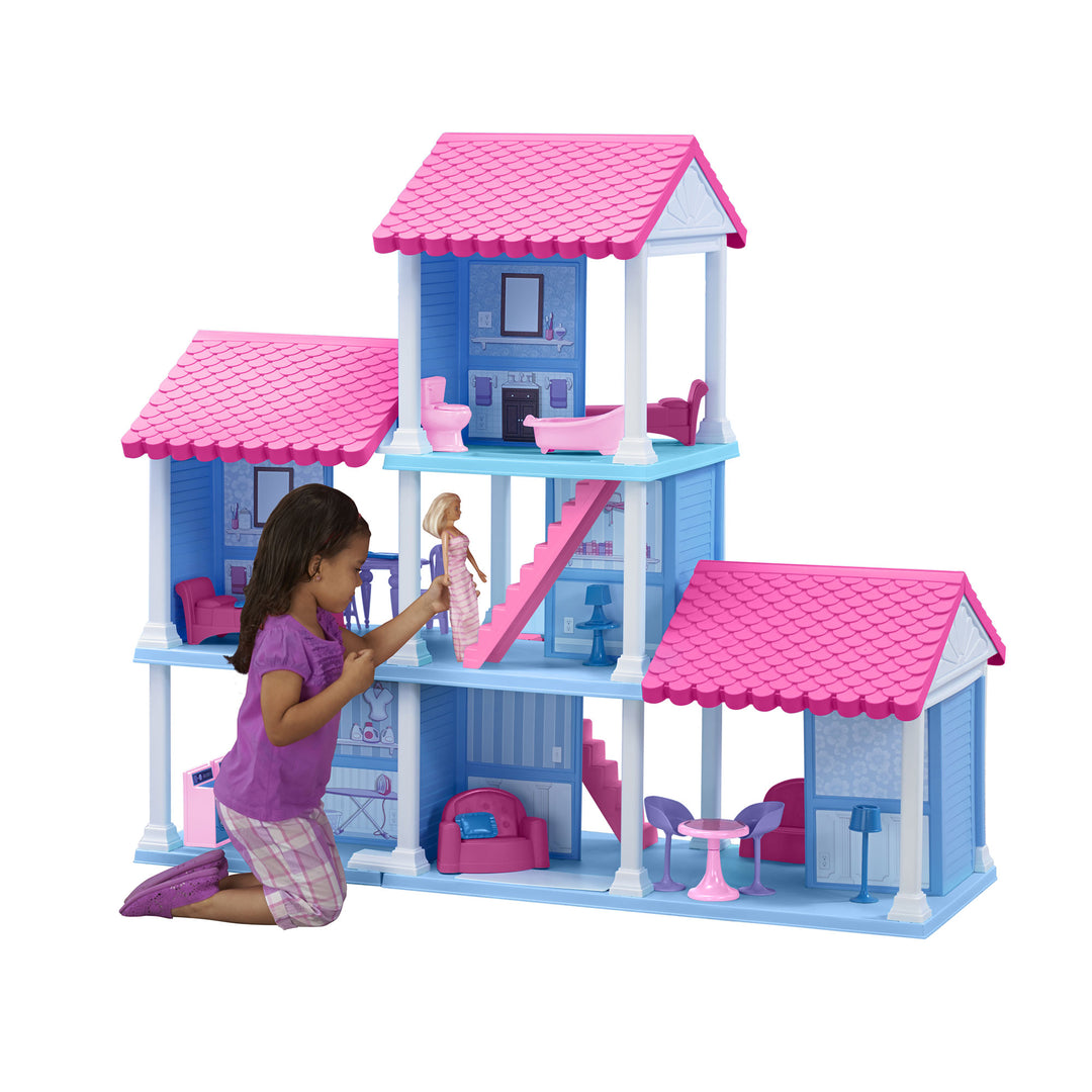 American Plastic Toys Fashion Doll Delightful Doll House w/ 25 Furniture Pieces - VMInnovations