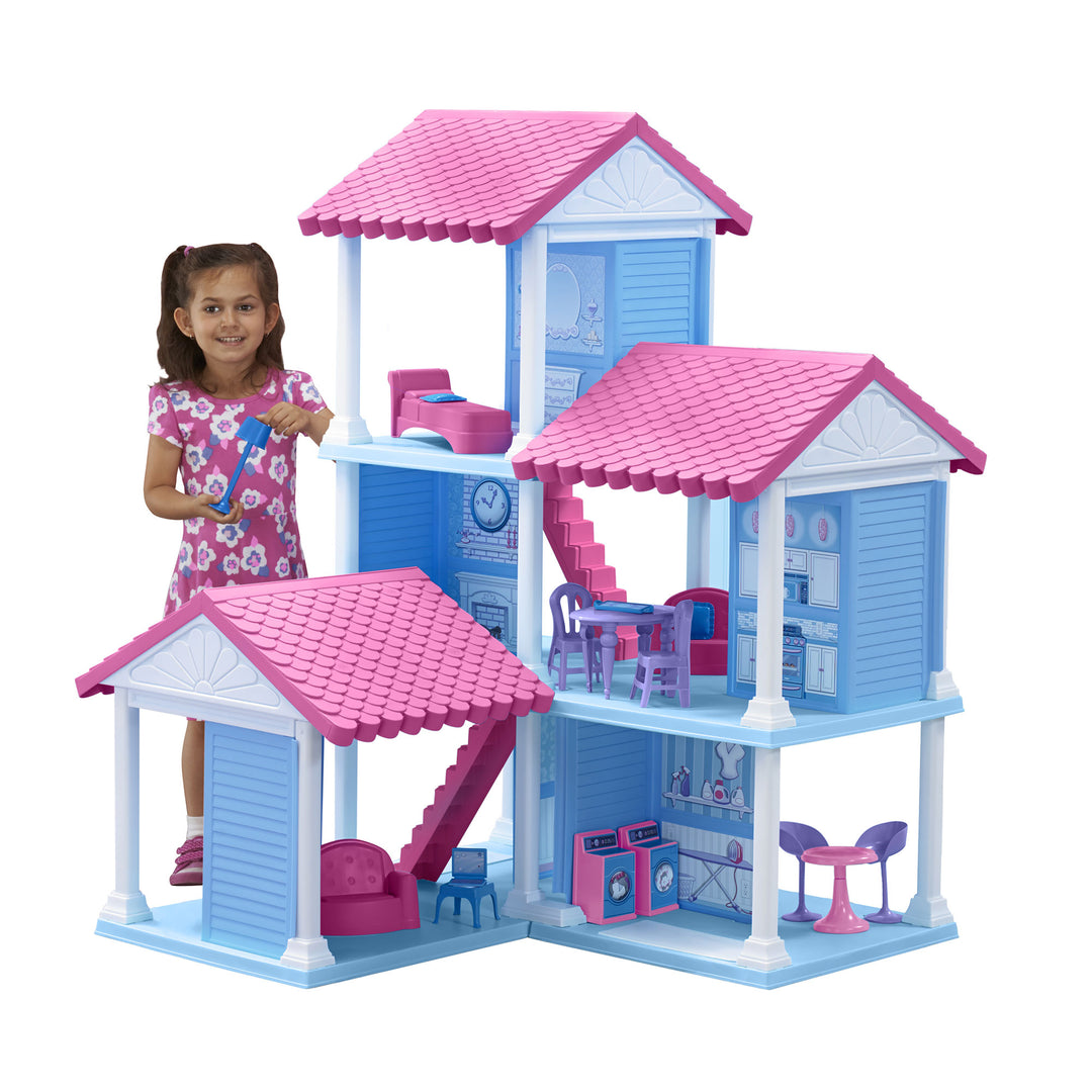American Plastic Toys Fashion Doll Delightful Doll House w/ 25 Furniture Pieces - VMInnovations