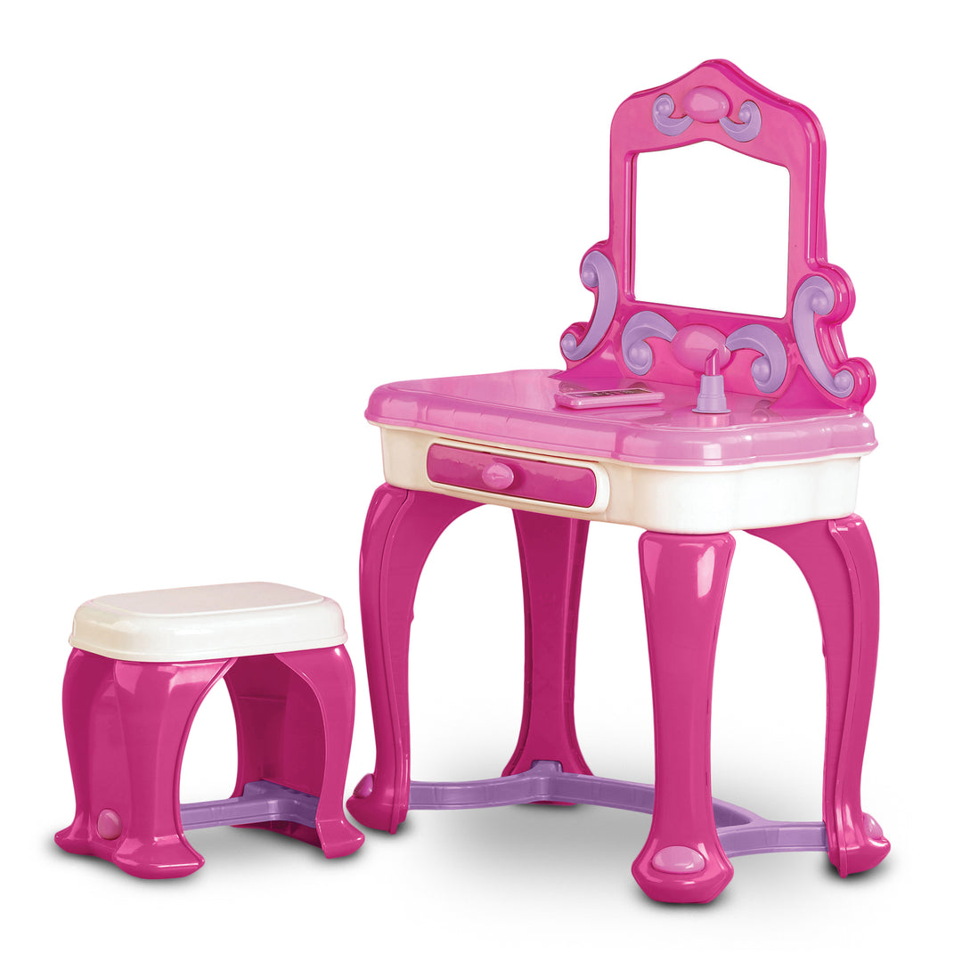 American Plastic Toys Kids Very Own Pink Deluxe Vanity Playset with Mirror - VMInnovations