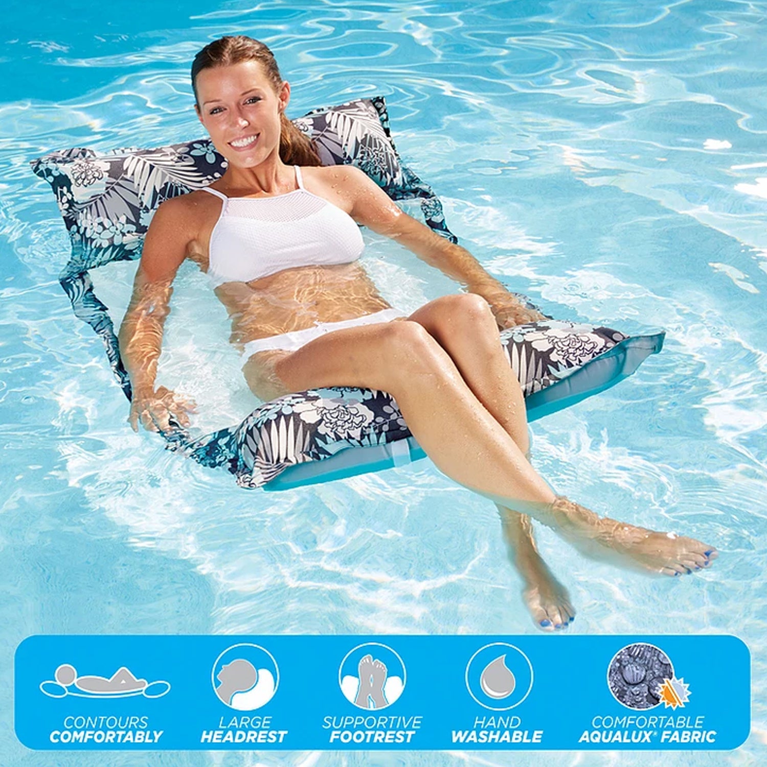 Aqua Leisure Premium Deluxe Monterey 4 in 1 Hammock Inflatable Pool Float, Blue