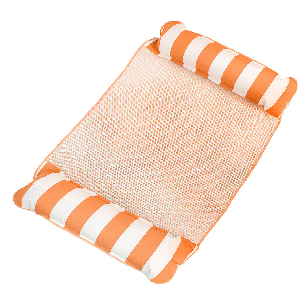 AquaLeisure 4-in-1 Hammock Swimming Pool Float, Orange/White Stripe (Used)