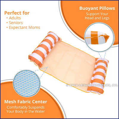 AquaLeisure 4-in-1 Monterey Hammock Swimming Pool Float, Orange & Blue (2 Pack)