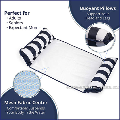 Aqua Leisure 4 in 1 Inflatable Monterey Hammock Pool Float Chair, Navy (3 Pack) - VMInnovations