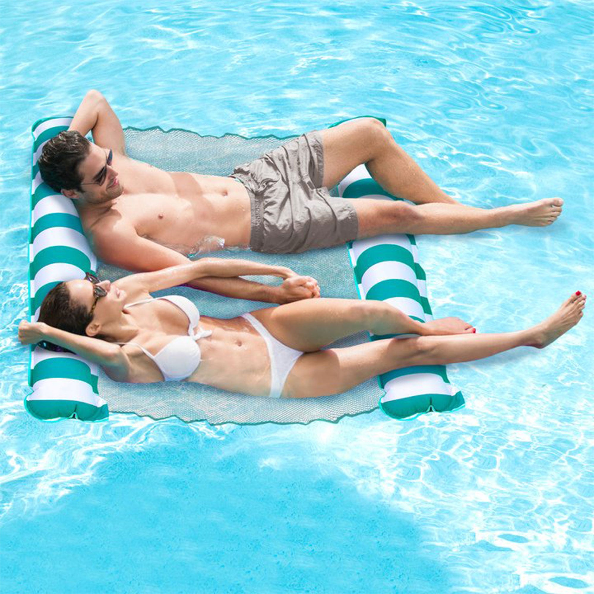 Aqua Leisure Catalina Hammock Inflatable 2 Person Pool Float, Teal (Open Box)