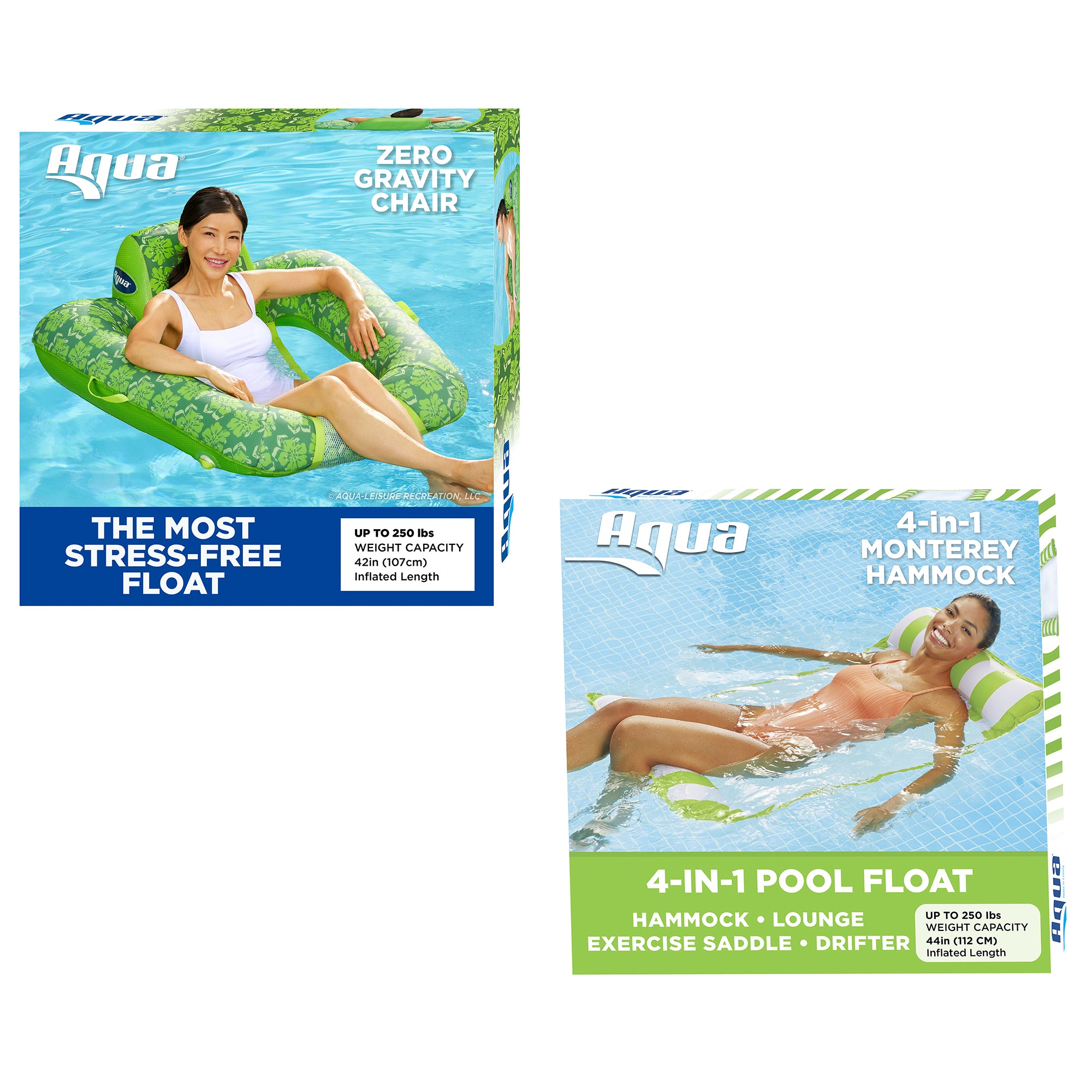 Aqua Leisure Water 4-in-1 Pool Hammock, Lime Green & Zero Gravity Float, Green - VMInnovations