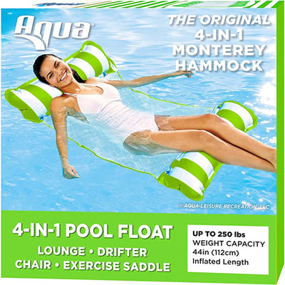Aqua Leisure Monterey Water Inflatable 4-in-1 Pool Hammock Lounger, Green - VMInnovations