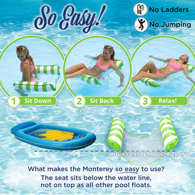 Aqua Leisure Monterey Water Inflatable 4-in-1 Pool Hammock Lounger, Green - VMInnovations