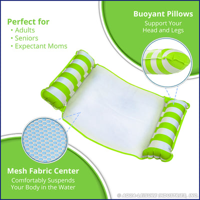 Aqua Leisure Luxury Canopy Float, Blue & Monterey 4-in-1 Pool Hammock, Green - VMInnovations