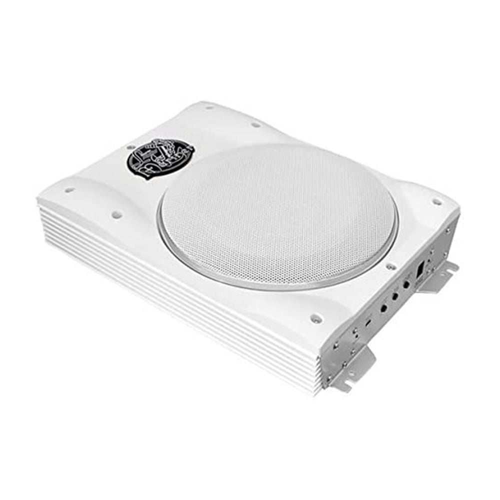 Lanzar AQTB8 1000 Watt Slim Waterproof Amplified Marine Subwoofer System, White - VMInnovations