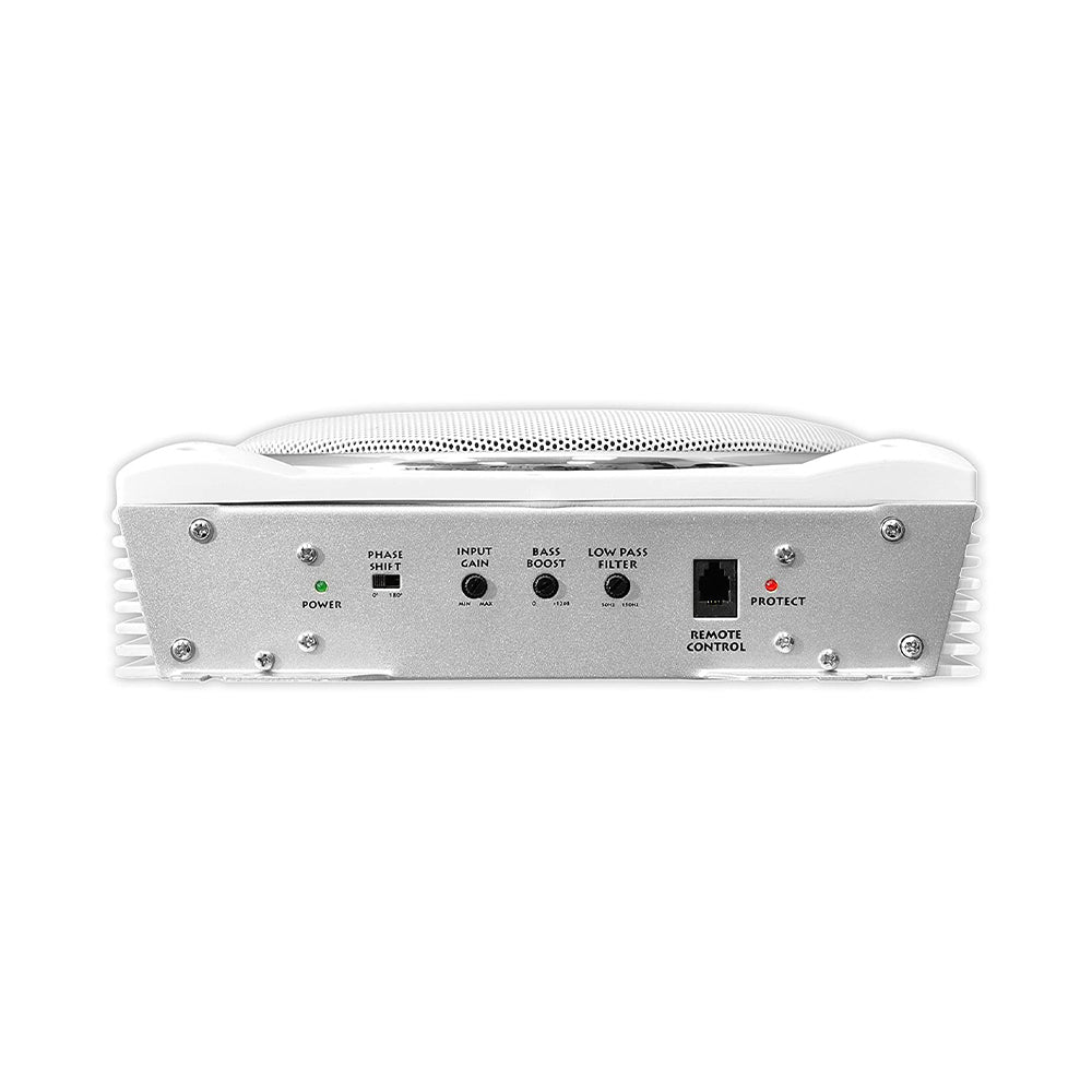 Lanzar AQTB8 1000 Watt Slim Waterproof Amplified Marine Subwoofer System, White - VMInnovations