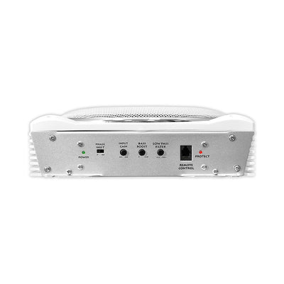 Lanzar AQTB8 1000 Watt Slim Waterproof Amplified Marine Subwoofer System, White