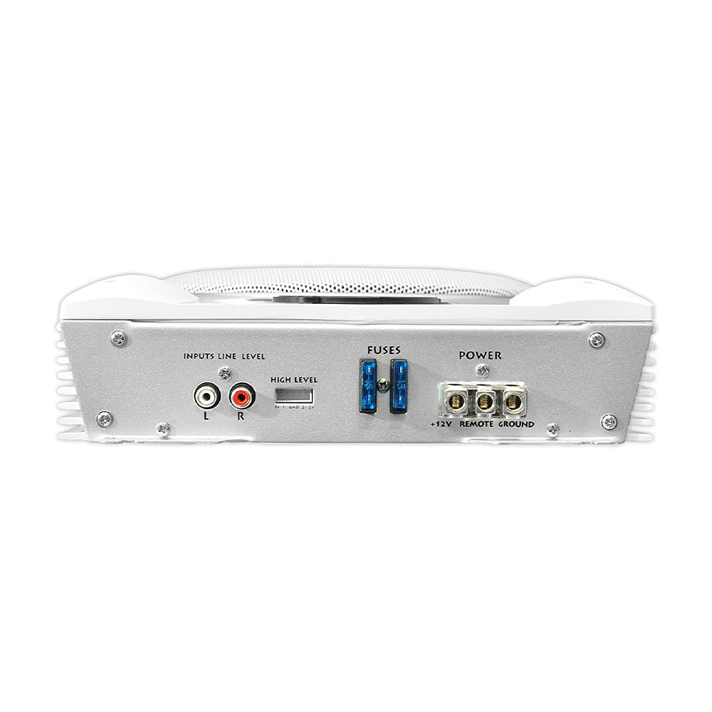Lanzar AQTB8 1000 Watt Slim Waterproof Amplified Marine Subwoofer System, White - VMInnovations