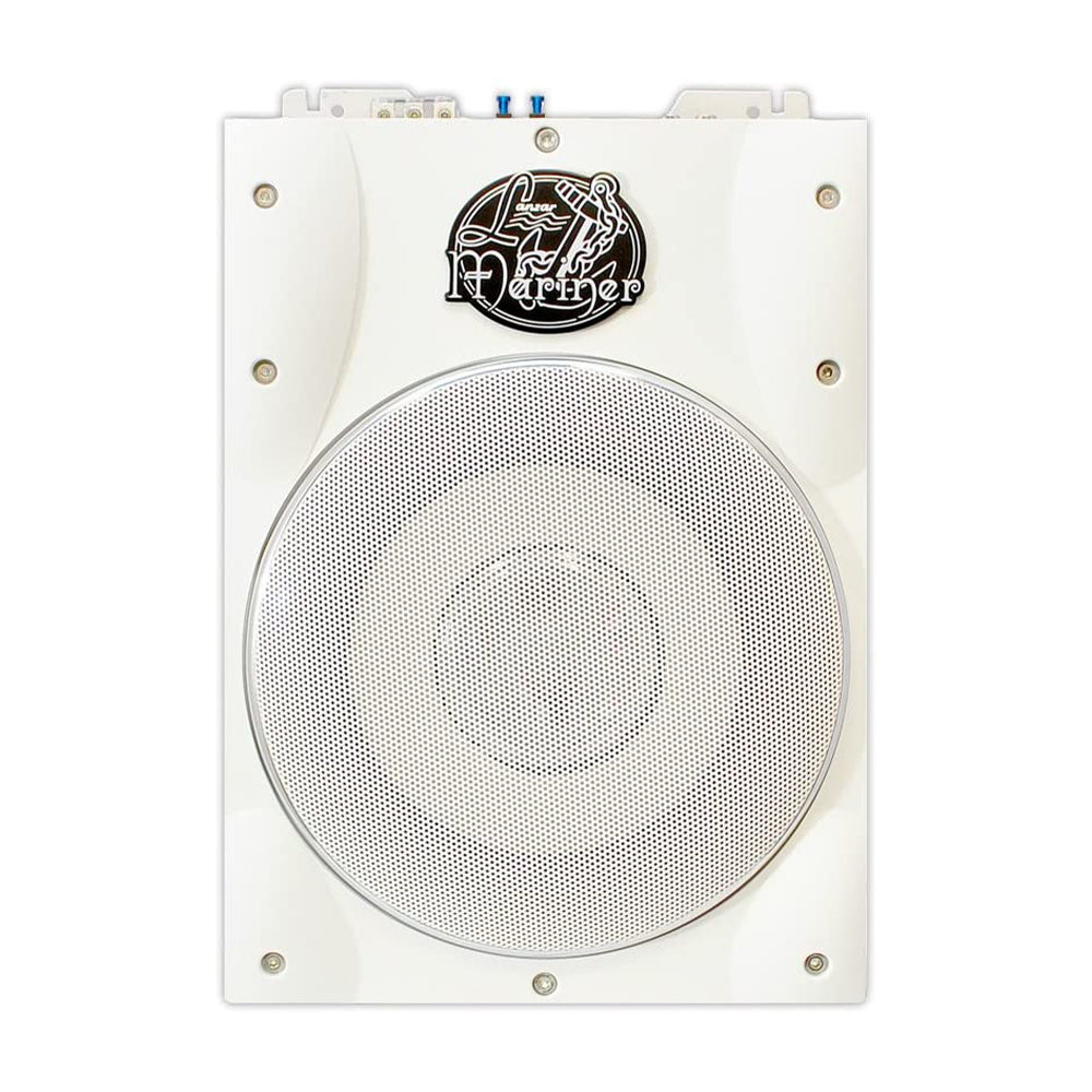 Lanzar AQTB8 1000 Watt Slim Waterproof Amplified Marine Subwoofer System, White