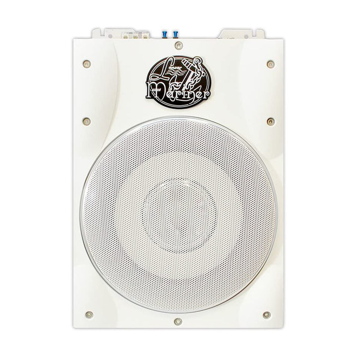 Lanzar AQTB8 1000 Watt Slim Waterproof Amplified Marine Subwoofer System, White