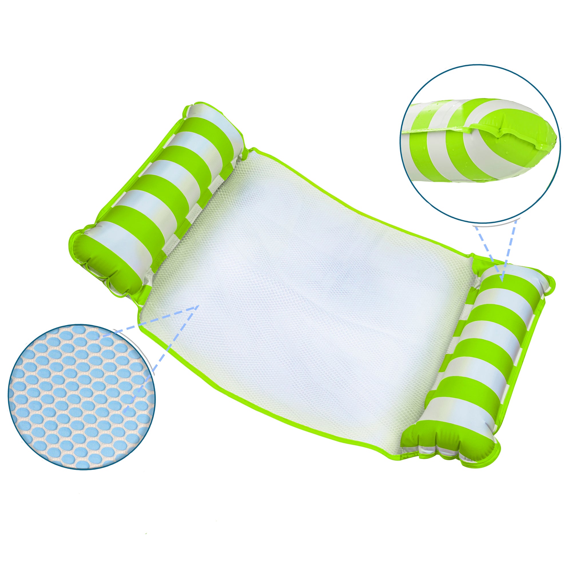 Aqua Monterey Water Inflatable 4-in-1 Pool Hammock Lounger, Lime Green (2 Pack) - VMInnovations