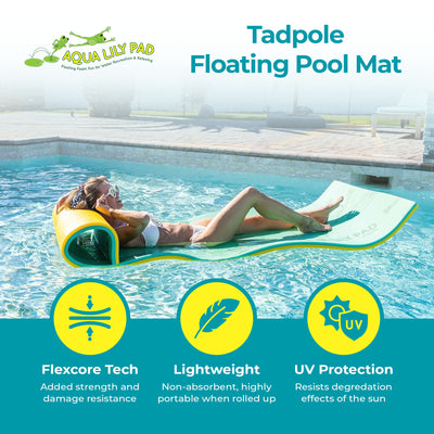 Aqua Lily Pad Tadpole Single Adult Floating Pool Mat, Green/Yellow (For Parts)