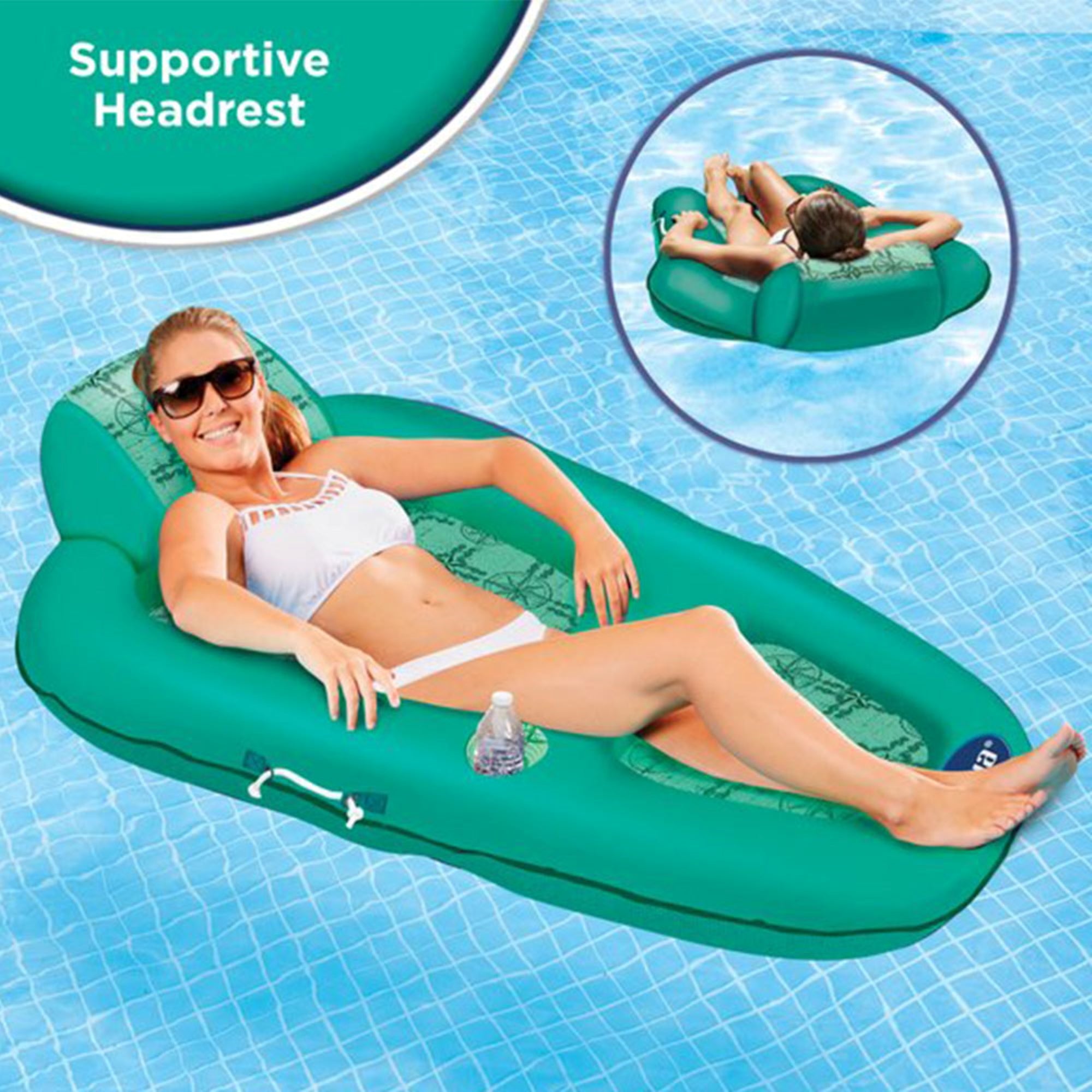 Aqua Leisure Polyknit Luxe Pool Lounger, Teal & Zero Gravity Recliner, Green