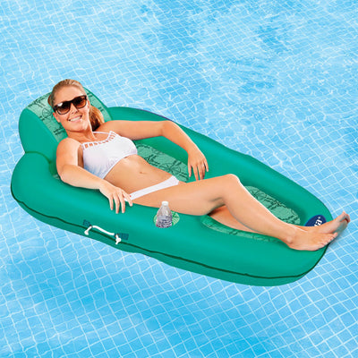 Aqua Leisure Luxury Canopy Float, Blue & Recliner Chaise Style Lounger, Green