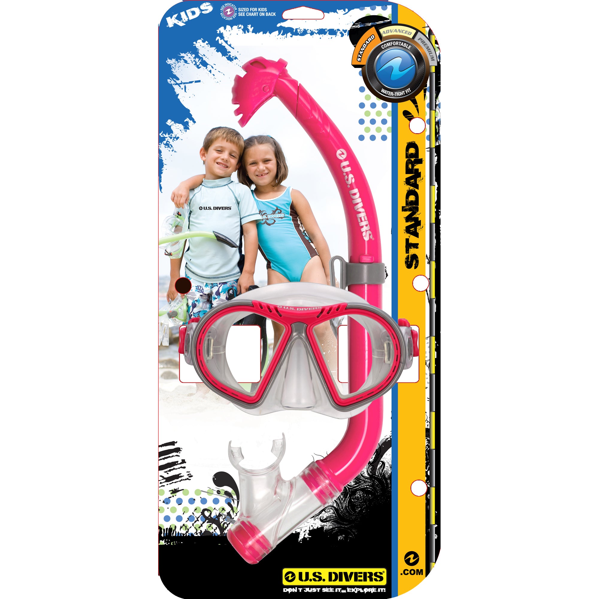 U.S. Divers Toucan PC Lens Junior Eco Dry Jr Snorkel Mask Combo, Pink (Open Box)