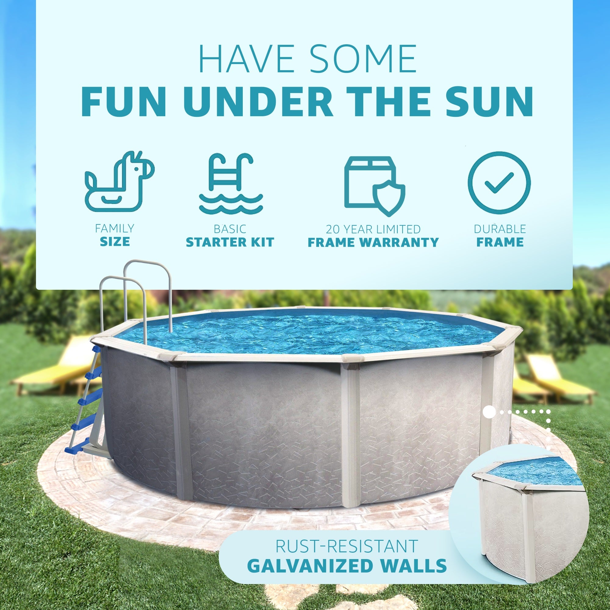 Aquarian Phoenix 24' x 52" Above Ground Swimming Pool with Pump and Ladder - VMInnovations