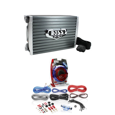 Boss Audio 1500 Watt Power Car Amplifier with Remote and Installation Wiring Kit