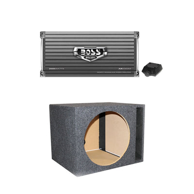 Boss AR2000M 2000 Watt 2 Ohm Mono Audio Amplifier and QPower 15" Sub Enclosure - VMInnovations