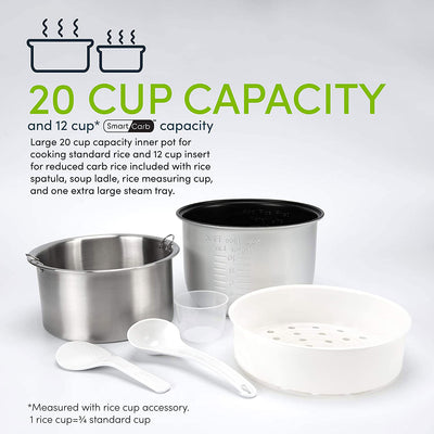 Aroma Housewares 20 Cup Smart Carb Rice Cooker w/ Cool Touch Function(For Parts)