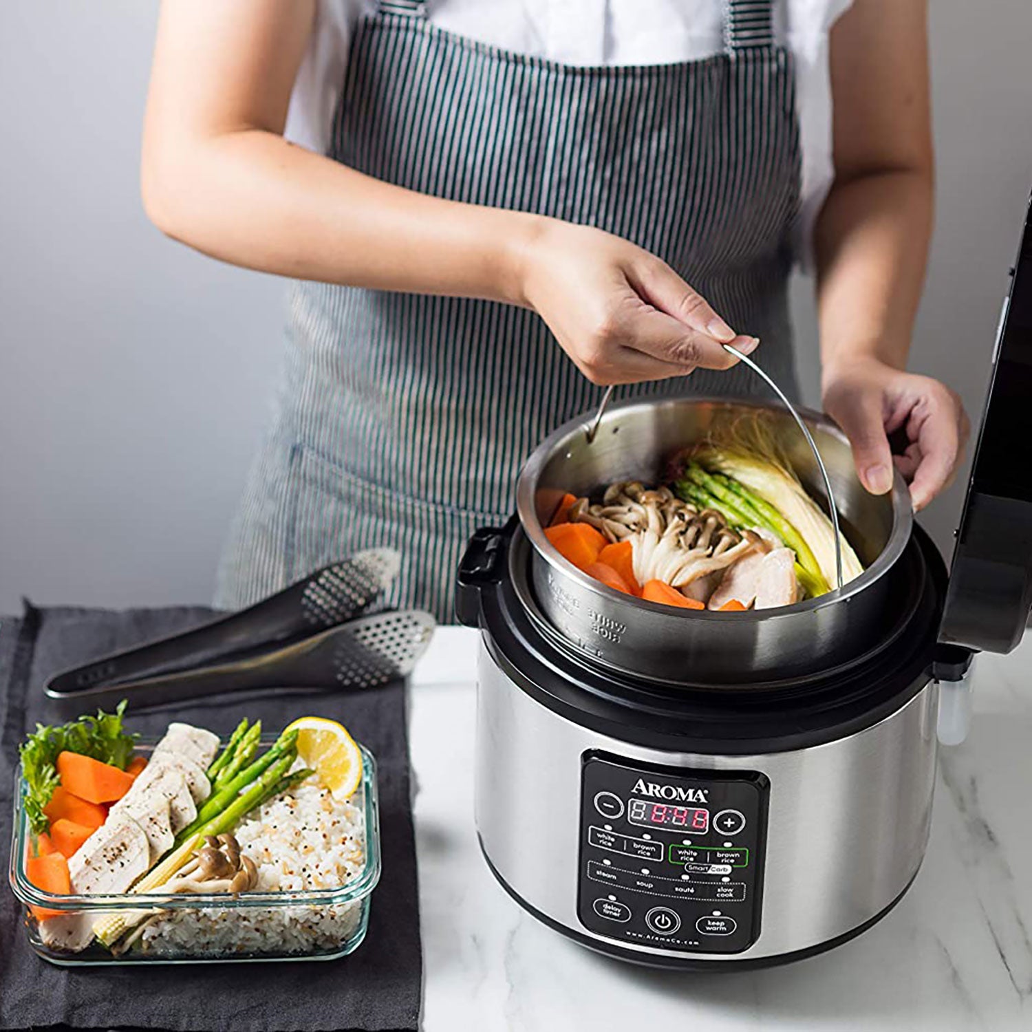 Aroma Housewares 20 Cup Smart Carb Rice Cooker w/ Cool Touch Function(For Parts)