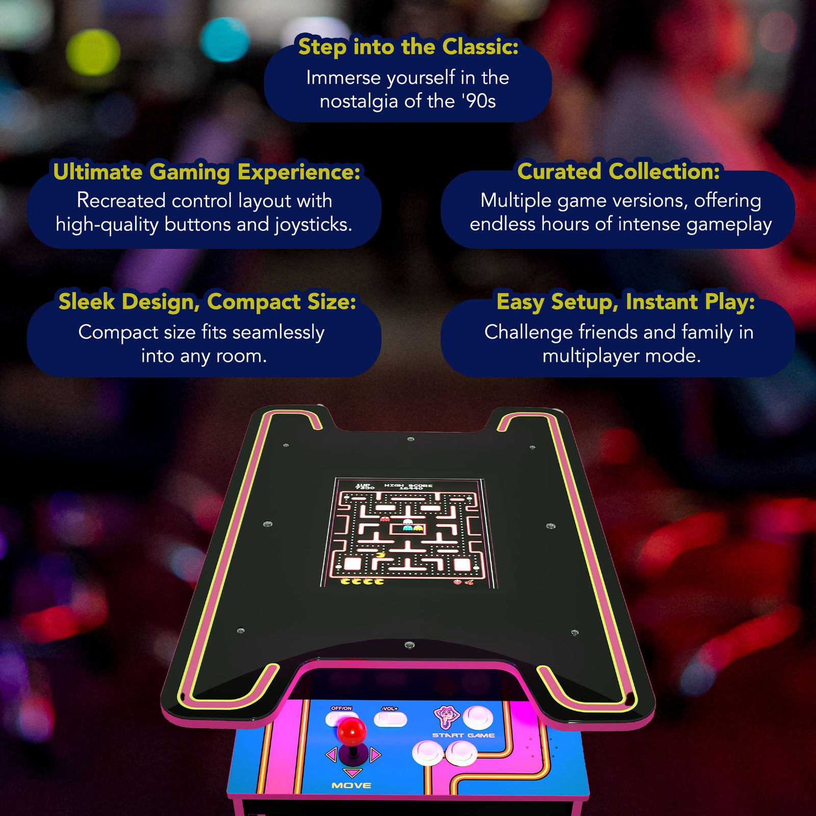 Arcade1UP Ms. PAC-MAN Head-to-Head 12 in 1 Arcade Table, Black Edition(Open Box) - VMInnovations