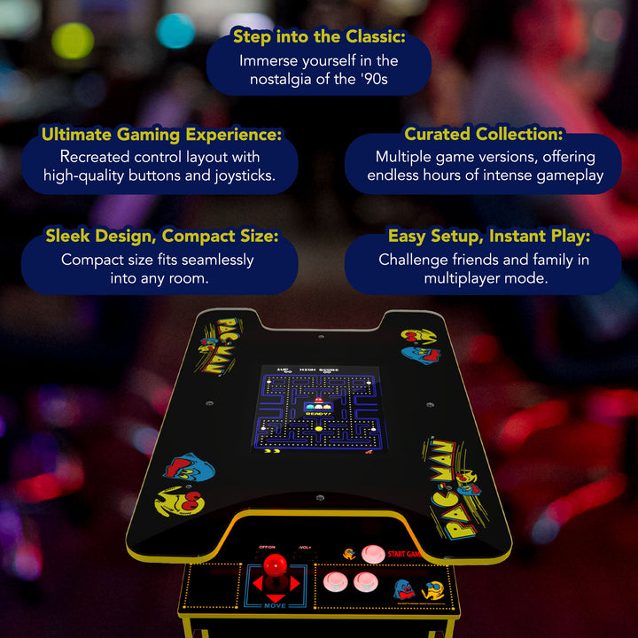 Arcade1UP PAC-MAN Head-to-Head Arcade Table, 12 Games in 1, Black (Open Box) - VMInnovations