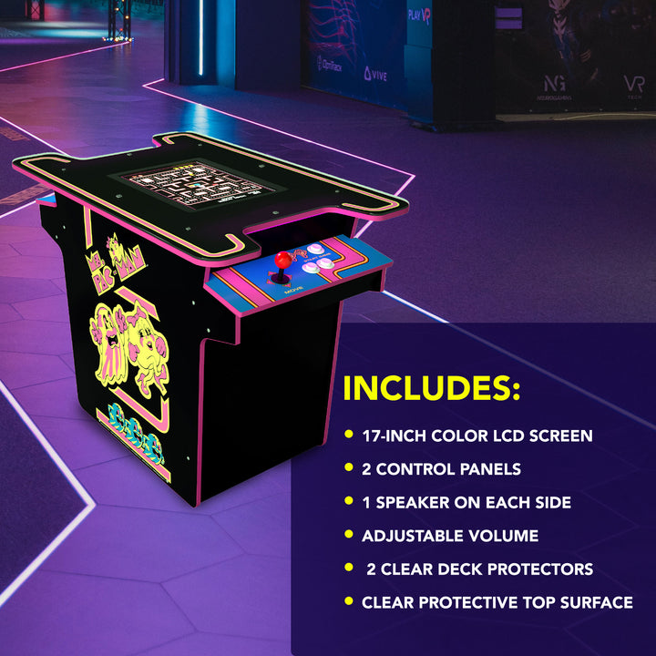 Arcade1UP Ms. PAC-MAN Head-to-Head 12 in 1 Arcade Table, Black Series Edition