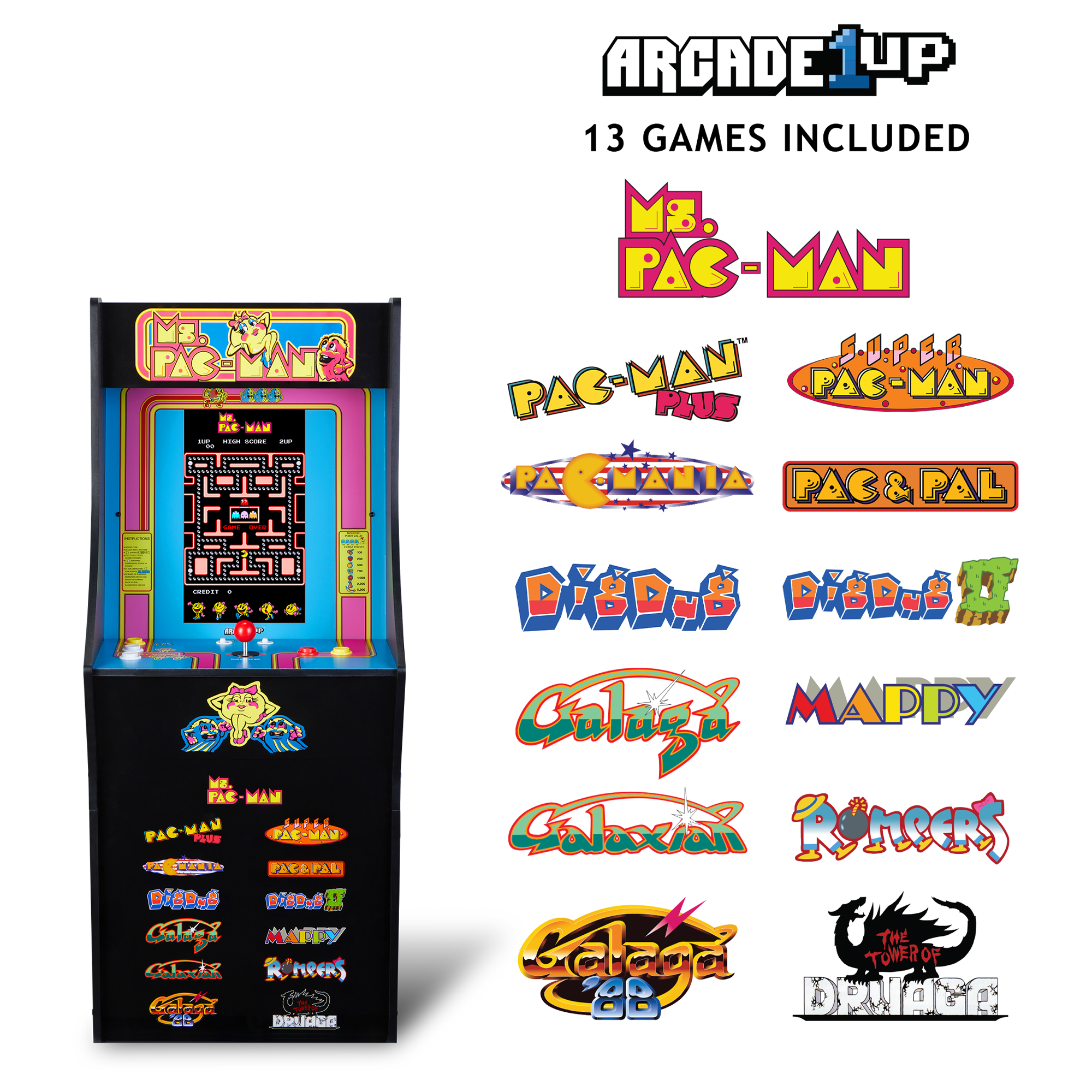 Arcade1Up Ms. Pac-Man Classic SE Arcade Machine and Classic SE 14.25" Riser