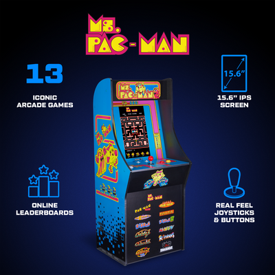 Arcade1Up Ms. Pac-Man Classic SE Arcade Machine and Classic SE 14.25" Riser